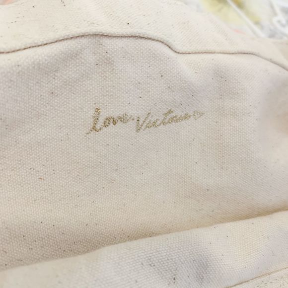 VICTORIAS SECRET Pink Cream Canvas Crossbody Tote - Picture 11 of 12